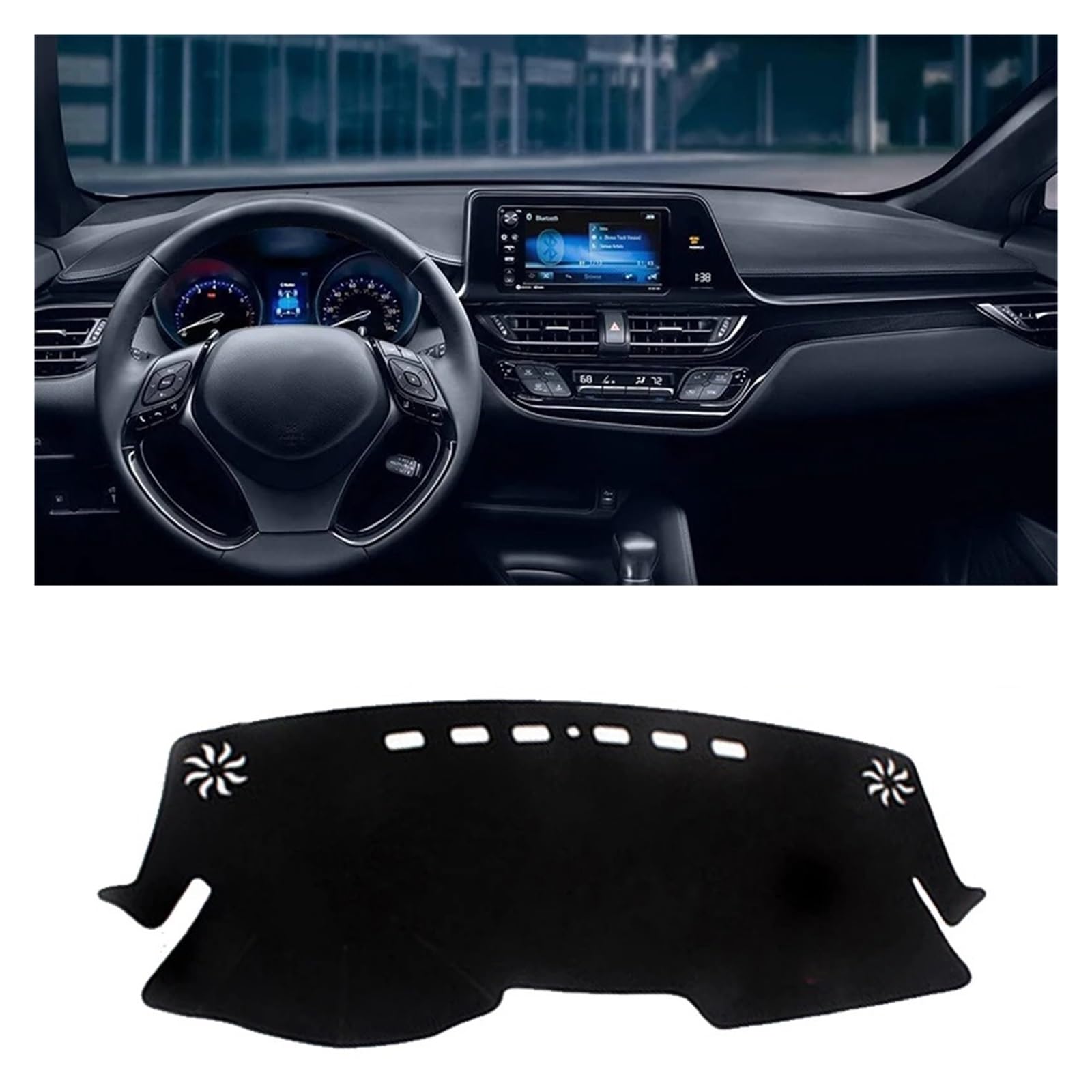 Housse De Tableau De Bord En Cuir Carbone Pour Toyota C-HR 2016-2023 - Noir - Anti-reflets