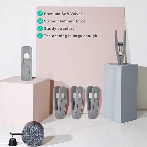 Vista 27 de Clips de terciopelo para perchas de terciopelo – 20 piezas de clip de terciopelo antideslizante beige para colgar faldas, clips de flocado fuertes