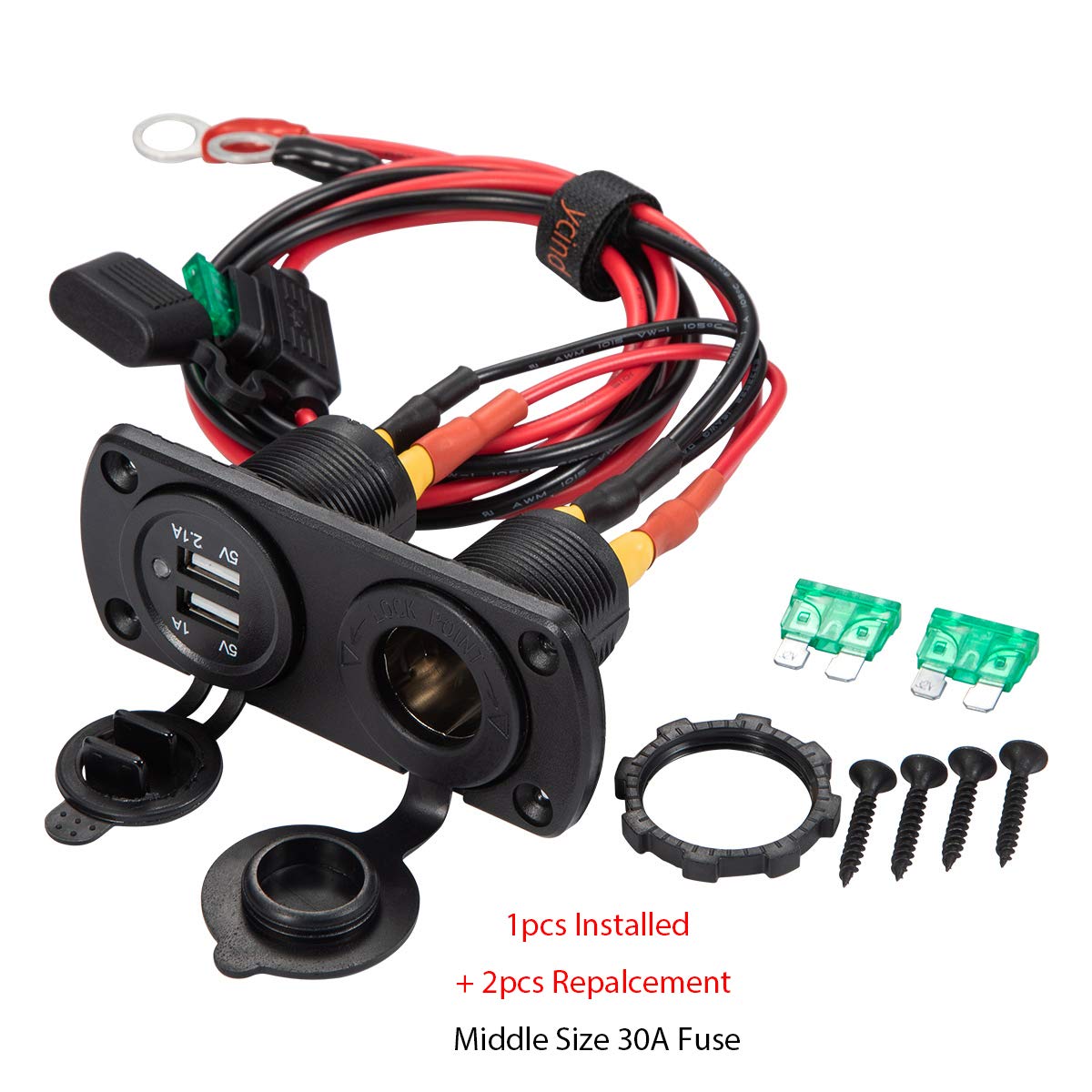 30 amp cigarette lighter socket Amazon.com: DIY Series YCIND Female Cigarette Lighter Socket Dual USB  Charging Power Outlet Heavy Duty 30A Fuse 12V Car Truck Boat Marine RV  Mobile DIY Kit 12AWG Cord 6Ft : Automotive