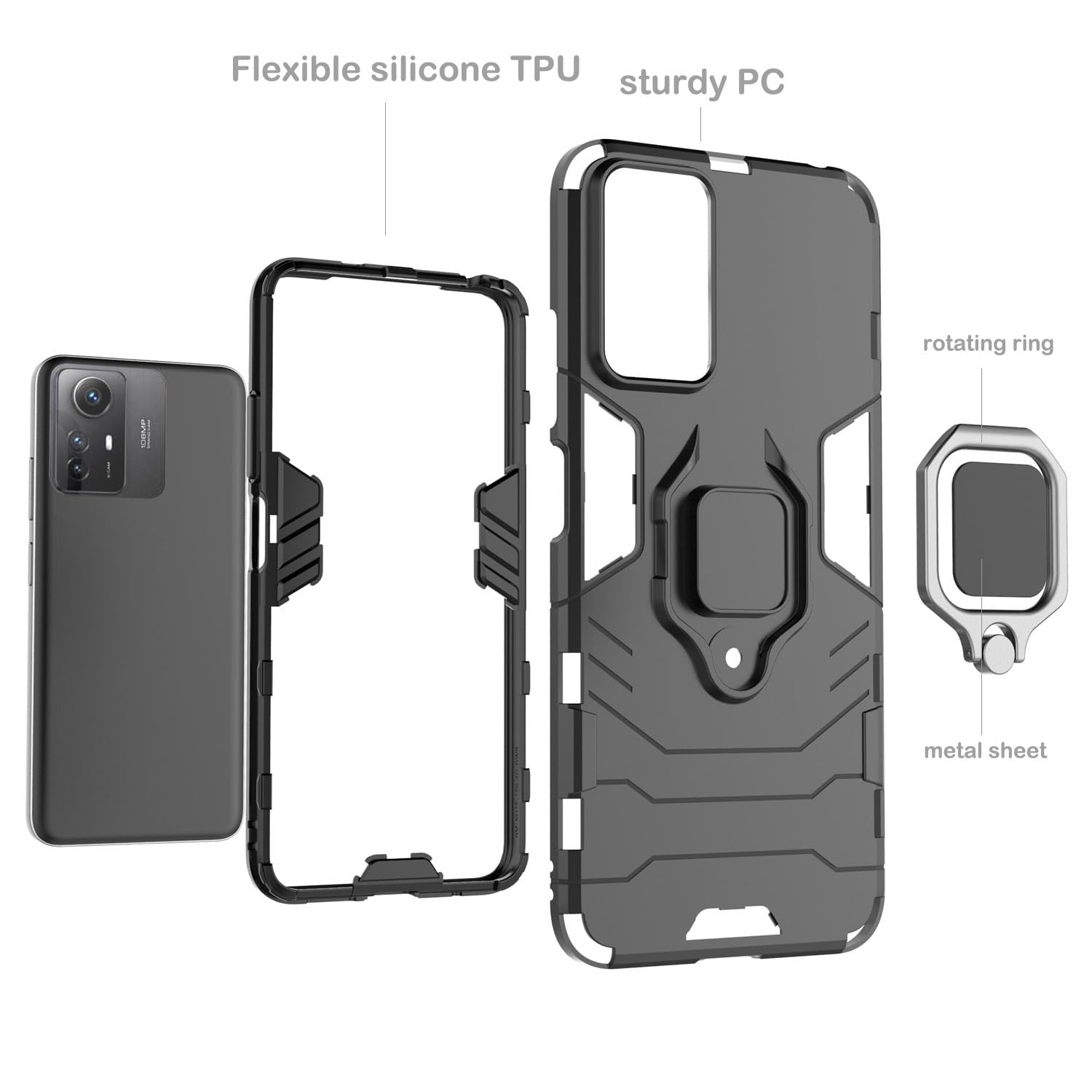 Per Xiaomi Redmi Note 12 12S 4G custodia antiurto armatura