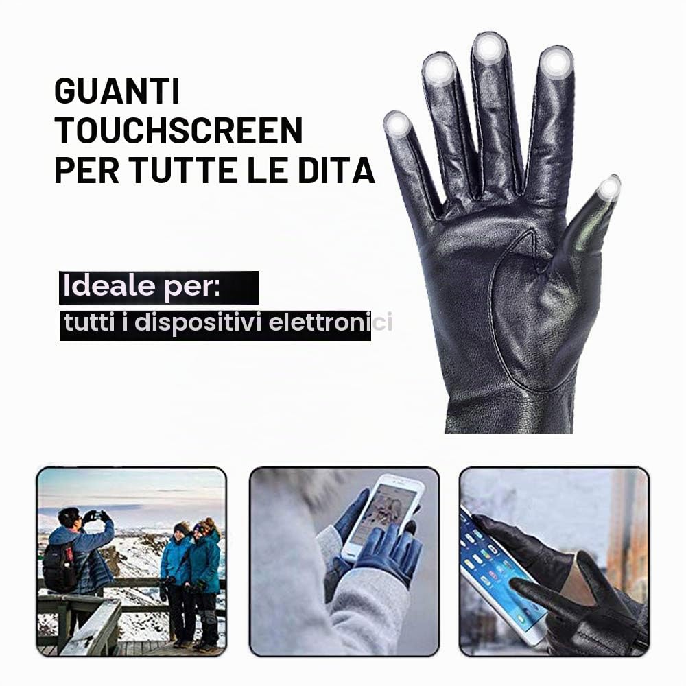 Guanti lunghi da donna in pelle con touchscreen