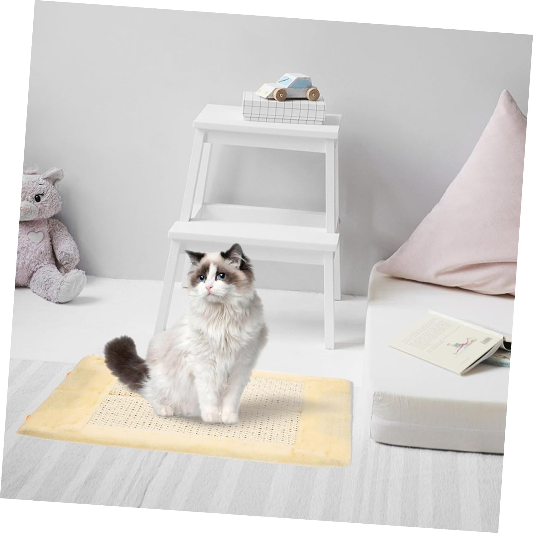 Wandmontierter Kratzbaum in Beige für Katzen | Kratzmatte zum Aufhängen, Wandbefestigungen Inklusive, Schützt Möbel und Tapeten Zufälliger Stil