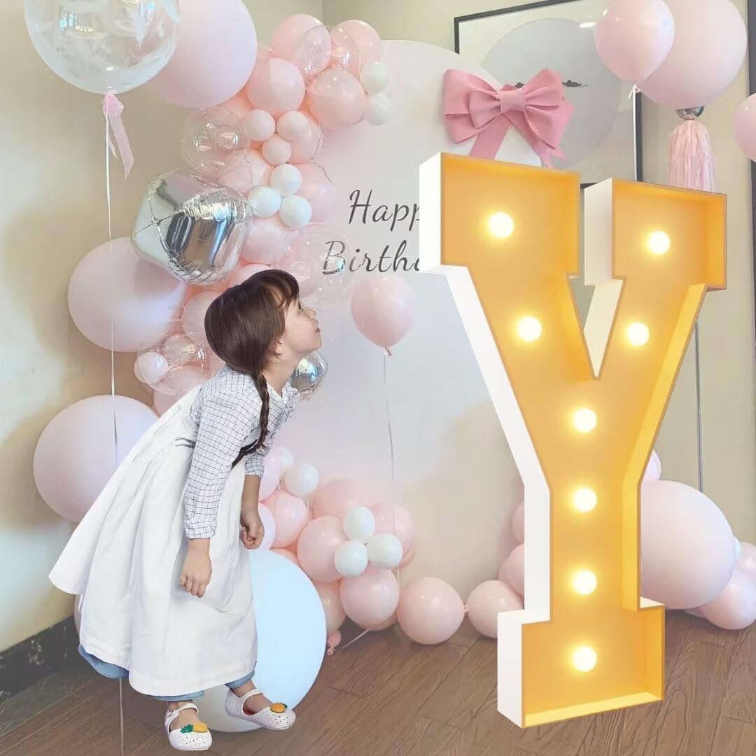 Letra Y para carpa luminosa de 120 cm, gran panel decorativo LED, números de mosaico para globos, San Valentín, cumpleaños, Navidad, Año Nuevo