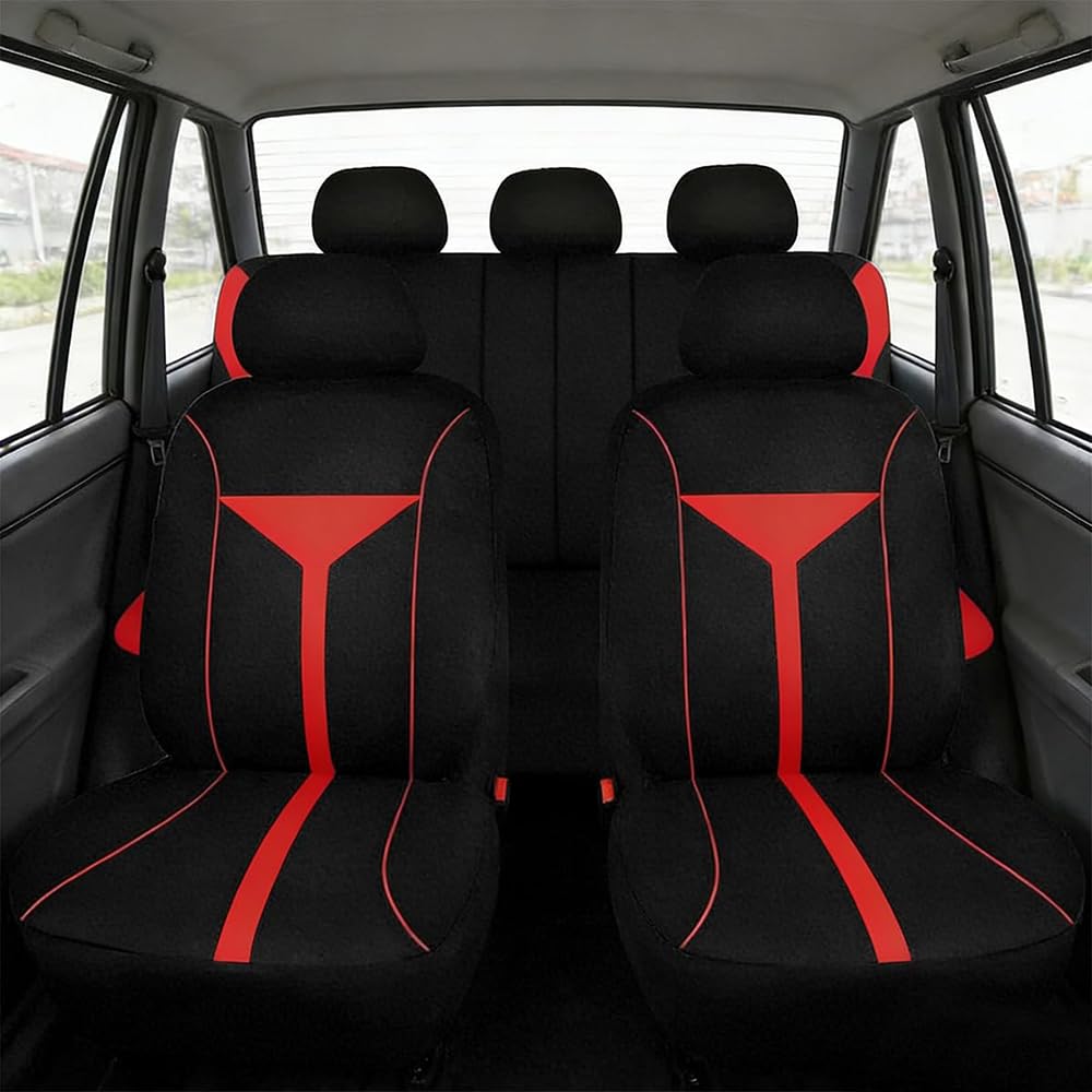 Funda Asiento Coche para Dodge Avenger/Caravan Grand Caravan, Algodón Elástico Suave Transpirables y Cómodas Protección 4 Estaciones,B Red