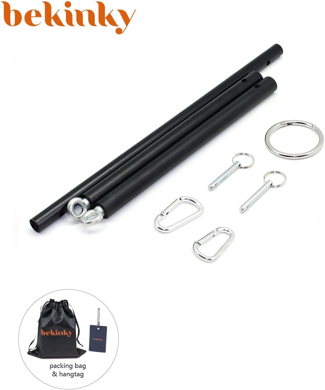 Bekinky Adjustable Stainless Steel Spreader Bar Set, Black