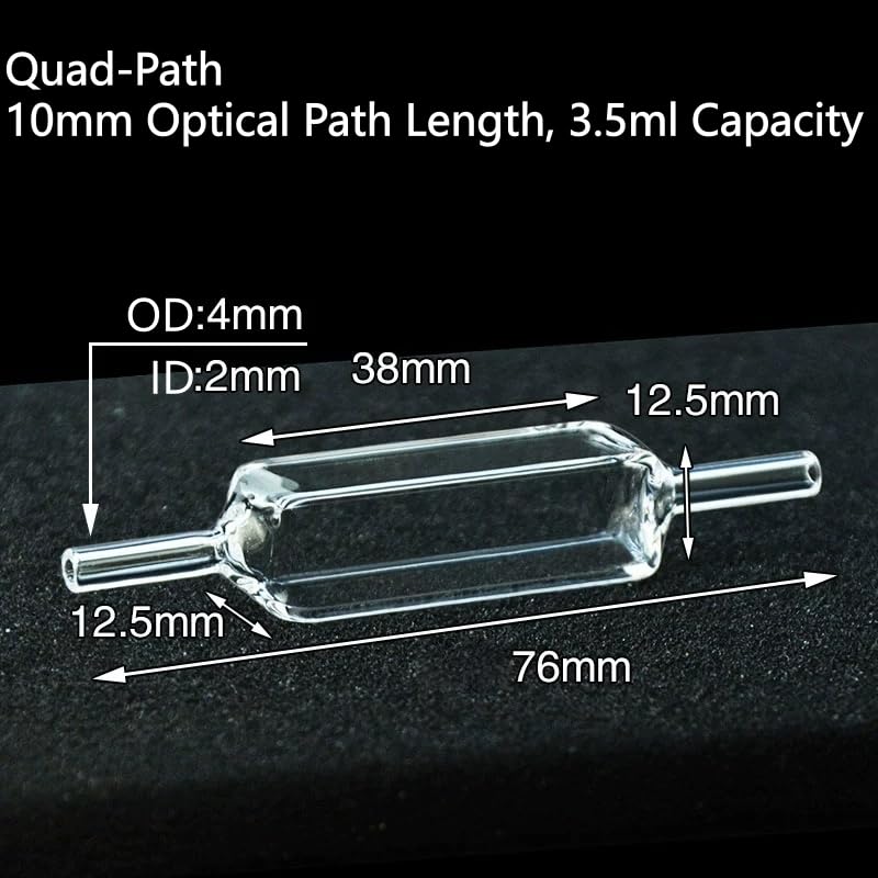Quarz-Durchflusszelle, röhrenförmige Durchfluss-Probenkammer-Küvette, 10 mm optische Pfadlänge, 3,5 ml, for Laborzwecke, 1 Stück(Quad-Path 4mm TL 76mm)