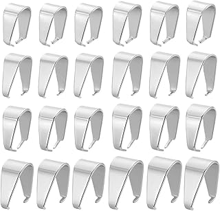PH PandaHall 160 pcs 8 Sizes 304 Stainless Steel Snap On Bails Hook Pendant Clasps Pinch Clips Bail Pendants for Neckalce Jewelry DIY Craft Making, Stainless Steel Color