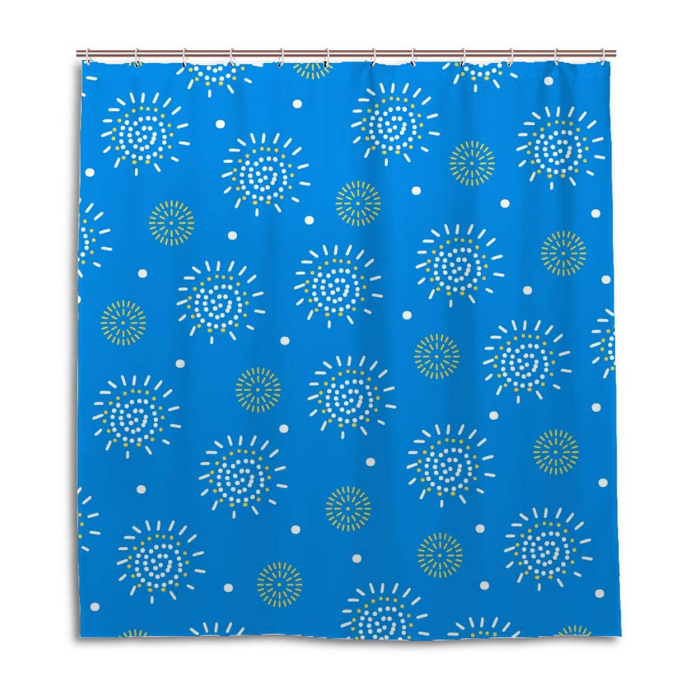Rideau de douche imperméable motif feu d'artifice anti-moisissure tissu 168x183cm