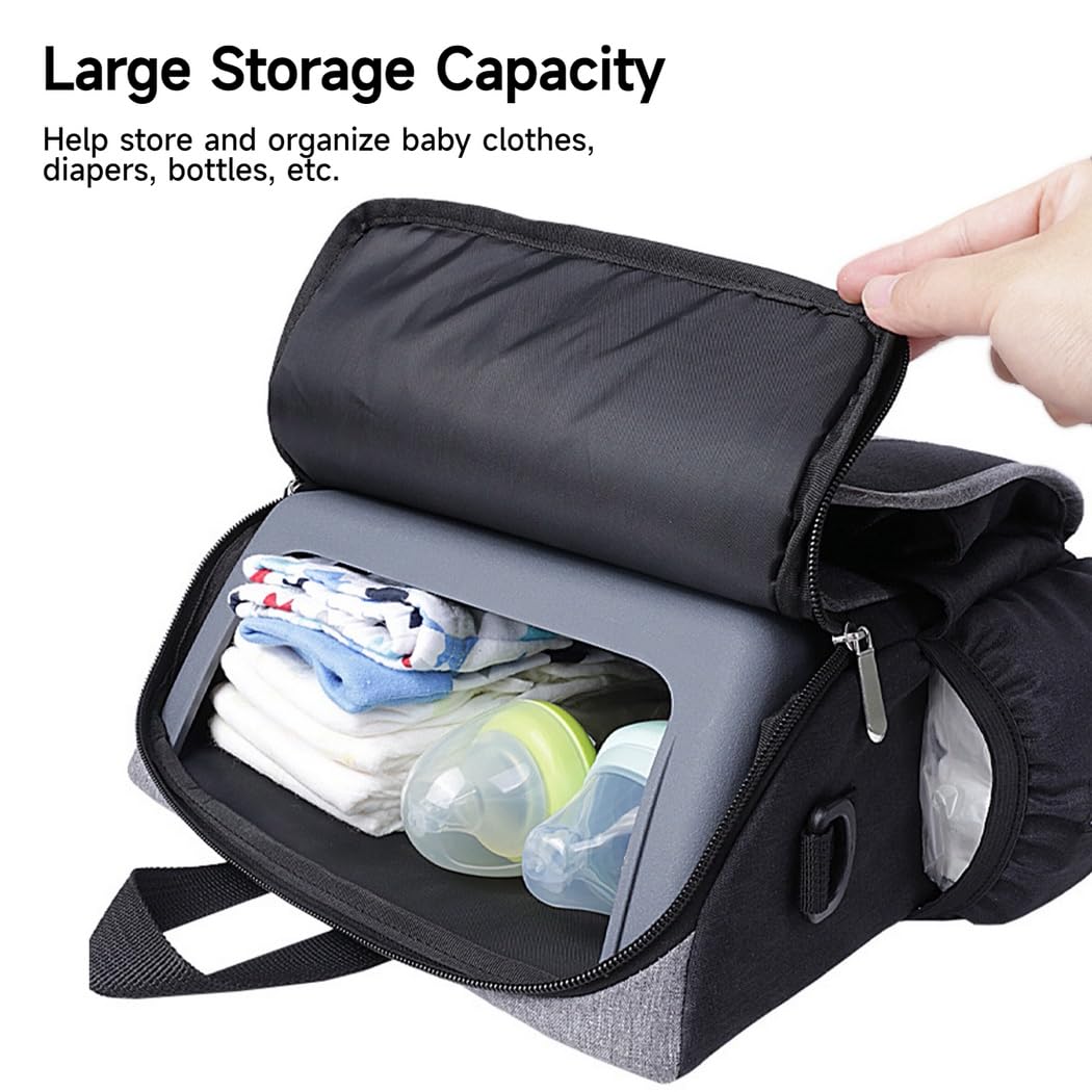 Siège rehausseur 2 en 1 avec rangement, siège pliant pour table, siège d’alimentation transportable, harnais de sécurité réglable, sac de transport pour vêtements, couches et essentiels de voyage