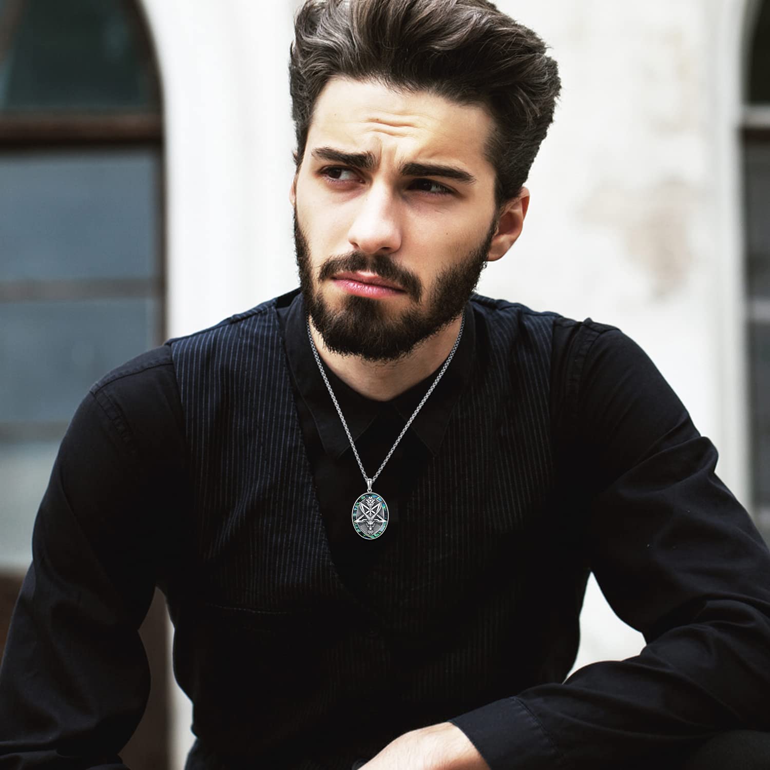 JUSTKIDSTOY 925 Sterling Silver St Michael/St Peregrine/Virgin Mary/St Francis/St Anthony/St Joseph/Baphomet Necklace for Men Women Amulet Religious Saint Medal Jewelry Gifts