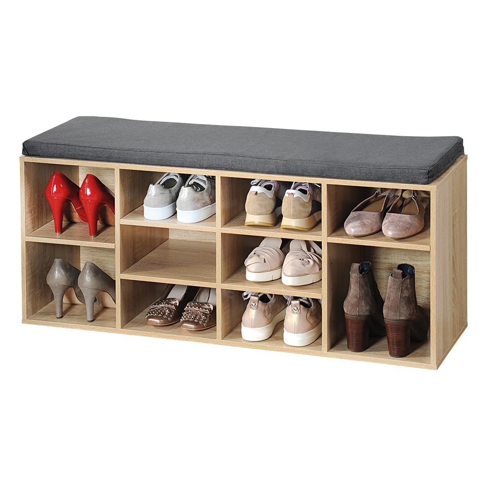 Kesper - Zapatero con cojín, decoración en Madera, Color Roble, 103,5 x 31 x 12 cm