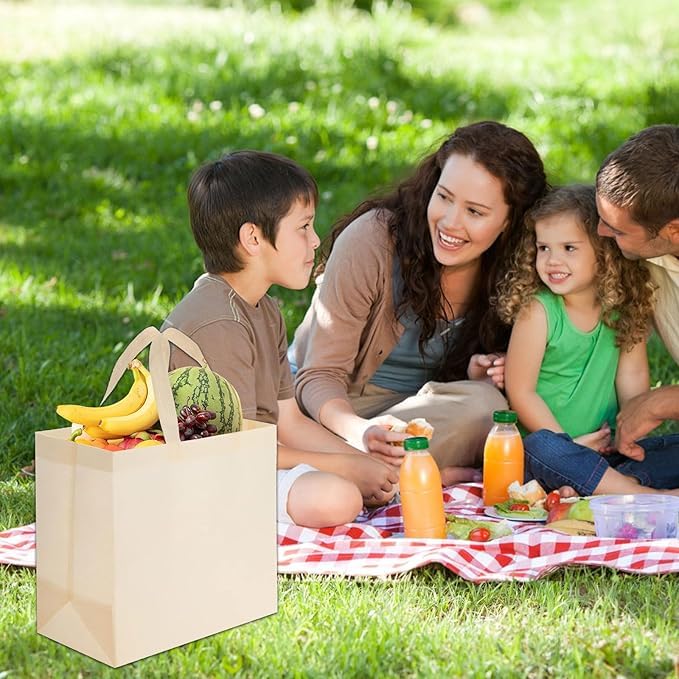 MALLOOM 50 Sacs Cabas Réutilisables en Vrac – Sacs Shopping en Non-Tissé avec Poignées, Sacs Tote Vides pour DIY, Promotion, Cadeaux, Dessin, Publicité, Événements