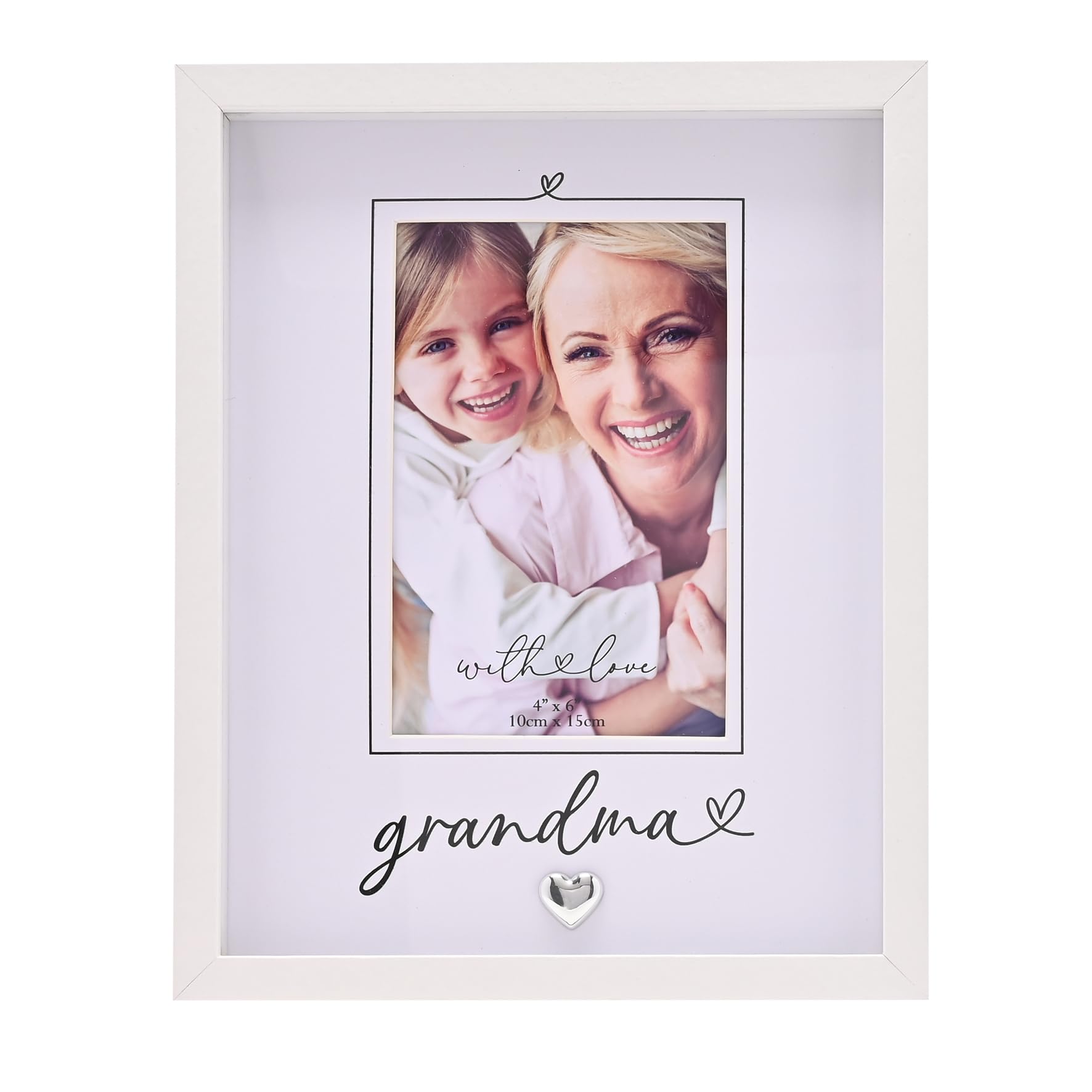 With Love Heartlines Photo Frame 4" x 6" – Thoughtful Keepsake Frame for Parents, Grandparents & Friends, Gift for Birthdays, Mother’s Day, Father’s Day & Special Occasions (Grandma, White, 4X6)