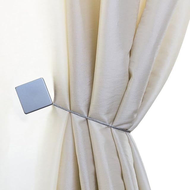 Fit Into Everyway Decoration 1 Pair Square Round Magnetic Tiebacks Creative Curtain Holdbacks Curtain Clips (Silver Gray)