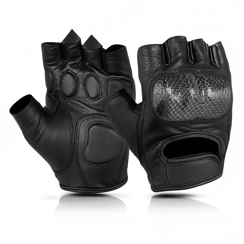 DS Daniel Smart Motorcycle Gloves for Men – Premium Leather Gel Padded Breathable Hard Knuckle Biker Gloves