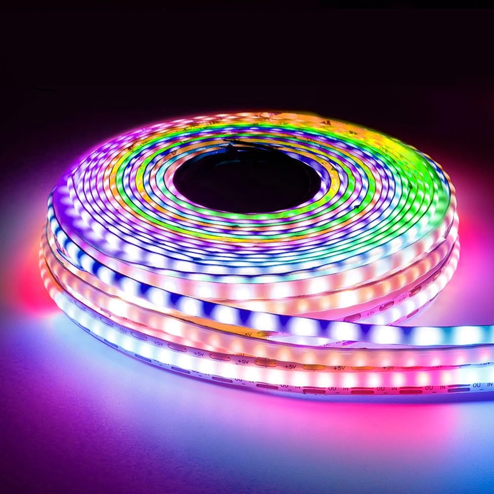 Xnbada 160LEDs/m 3.2FT WS2812B WS2812 LED Strip,10mm Width Individually Addressable Dream Color Flexible Smart Light Tape for Bedroom,Kitchen,Stage,TV