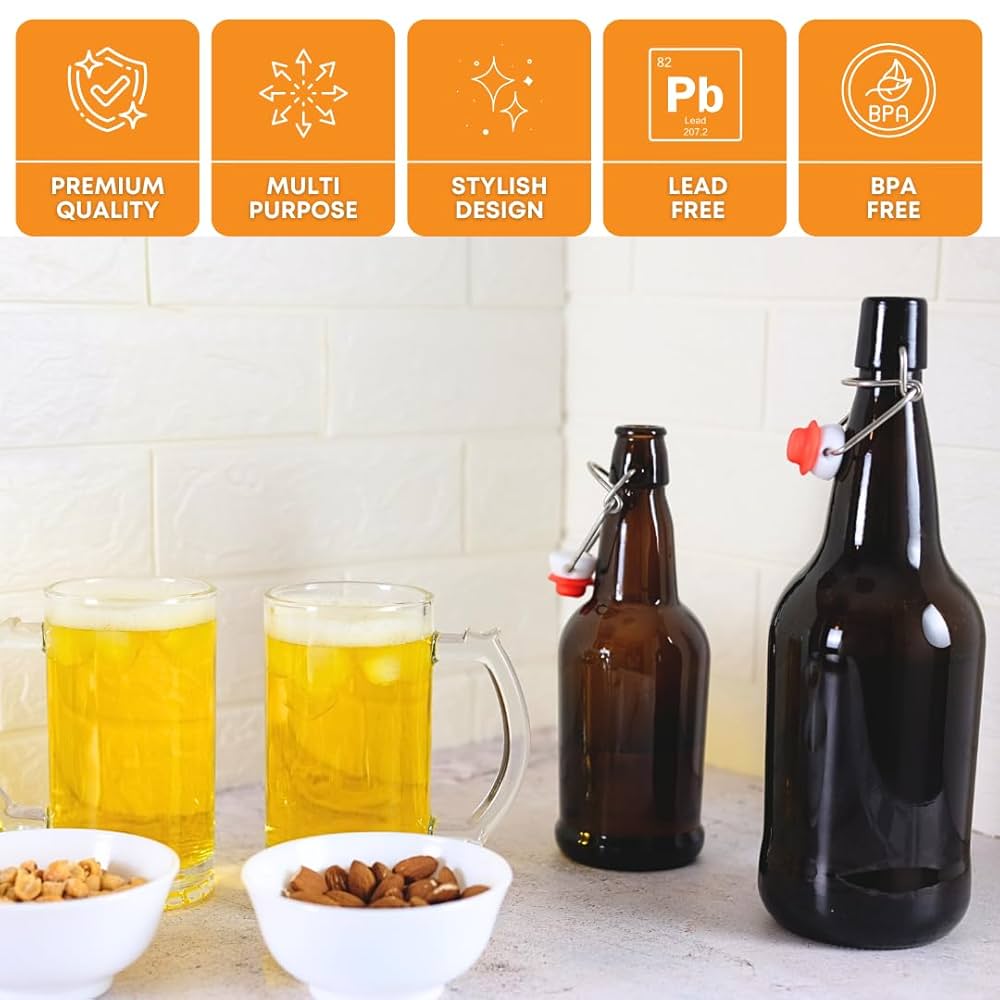 Amazon.com: FastRack Swing Top Glass Bottles |16 oz – Pack