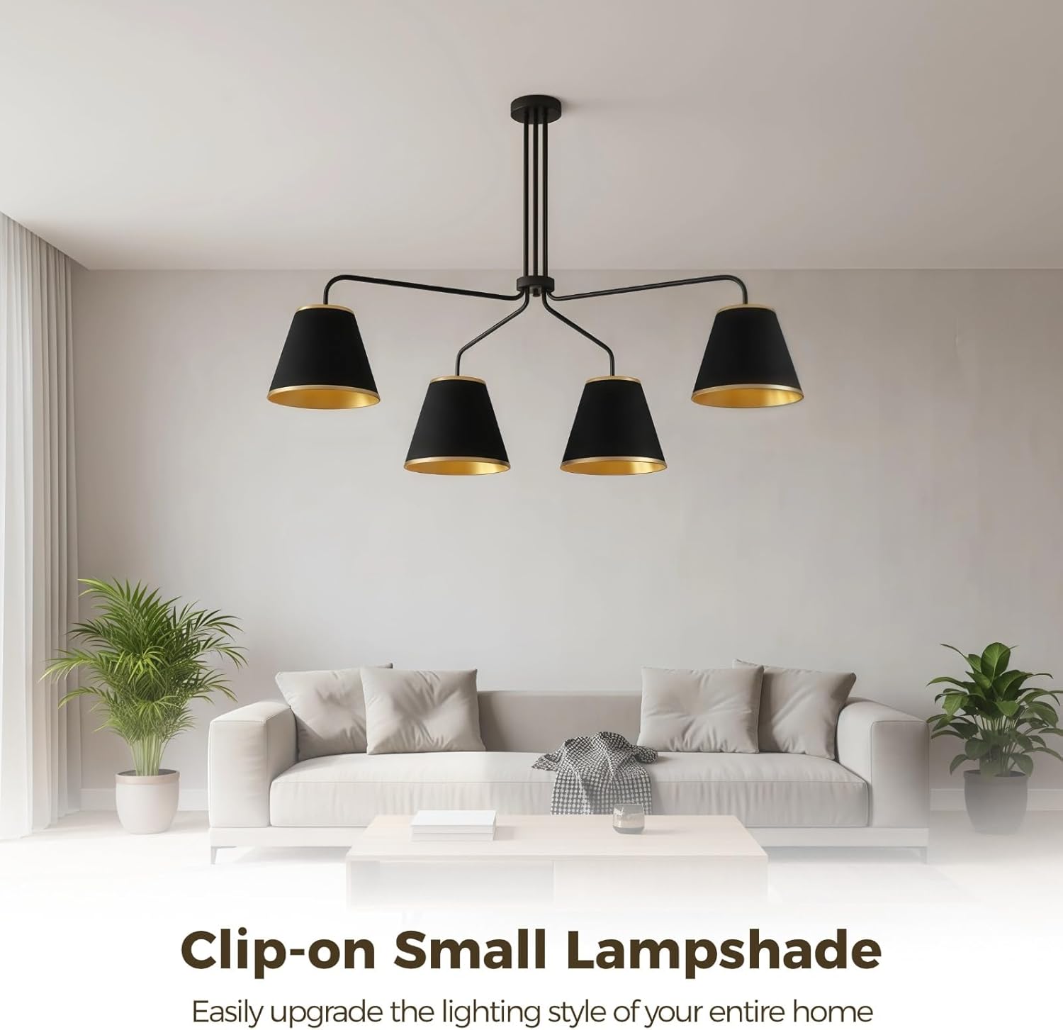 6Pcs Chandelier Shades Set,Clip-on Chandelier Lamp Shades,Mini Lamp Shades for Chandeliers,Small Fabric Lampshades with Golden Edge, 3" x 6" x 5" Wall Lamp & Table Lamp Shades for Bedroom, Living Room