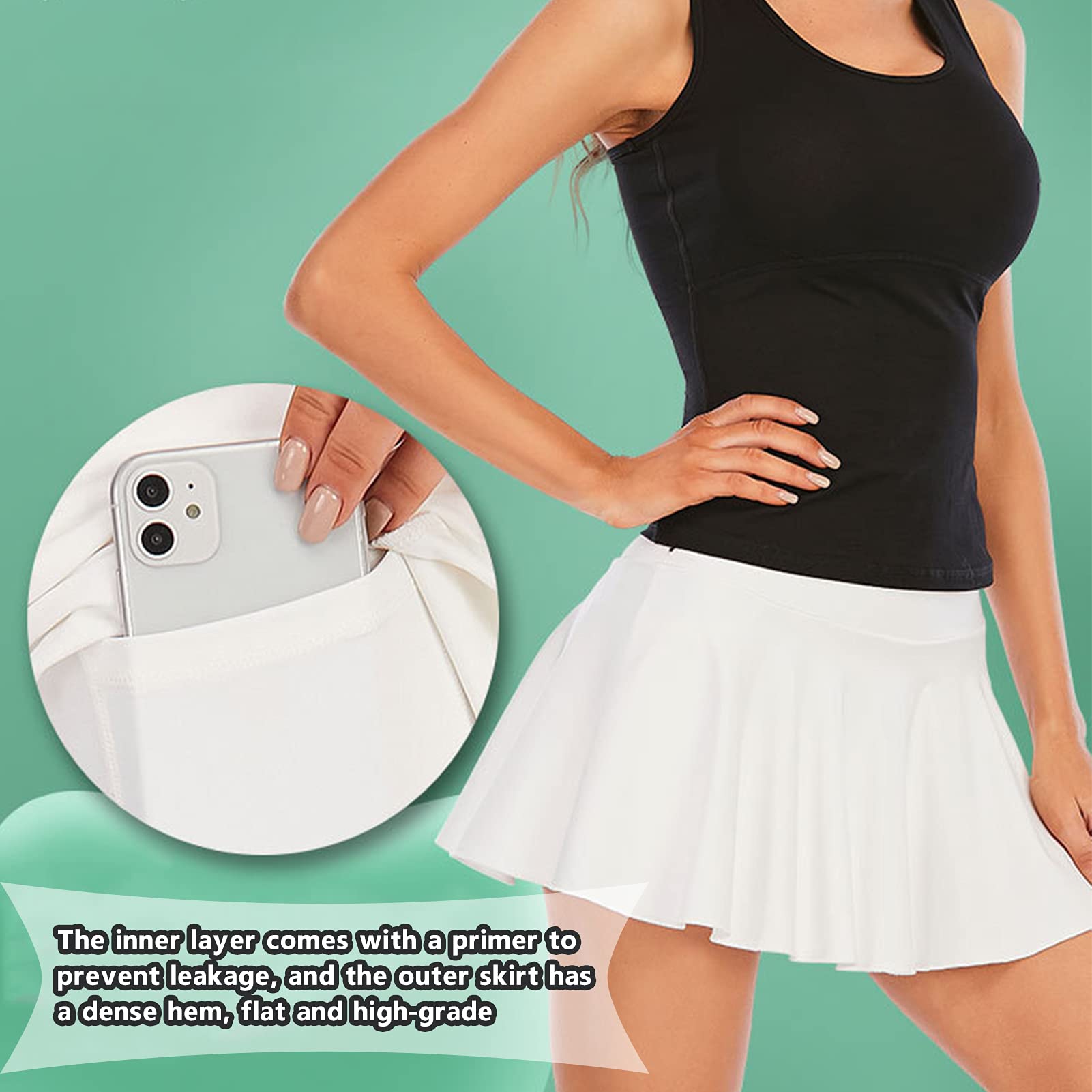 Falda de Tenis, Falda de Tenis Plisada Blanca, Falda PantalóN Deportiva Activa para Mujer con Bolsillos Minifaldas Plisadas Ropa Deportiva Pantalones Cortos Interiores
