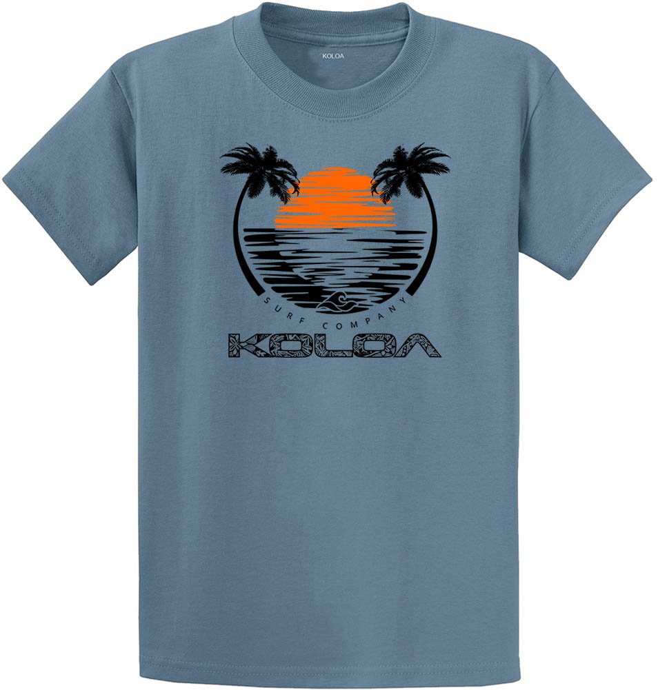 Koloa Surf Sunset with Palms Heavyweight Tee in Reg, Big and Tall