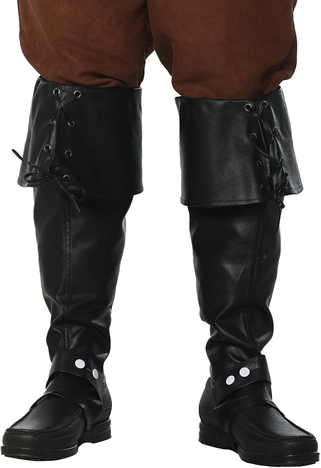 Pirates Boot Covers for Men Women Faux Leather Bootcovers Steampunk Boots Costume Knight Armor Accessories