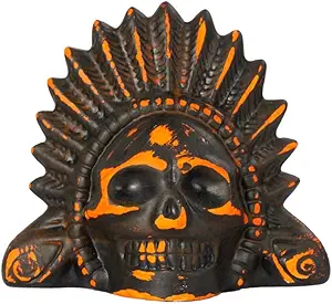 Authentic Aztec Death Whistle, Up to 125+ Decibels Screams Creepy Human Sounding Whistle for Halloween, Unique Skull Design (Orange)