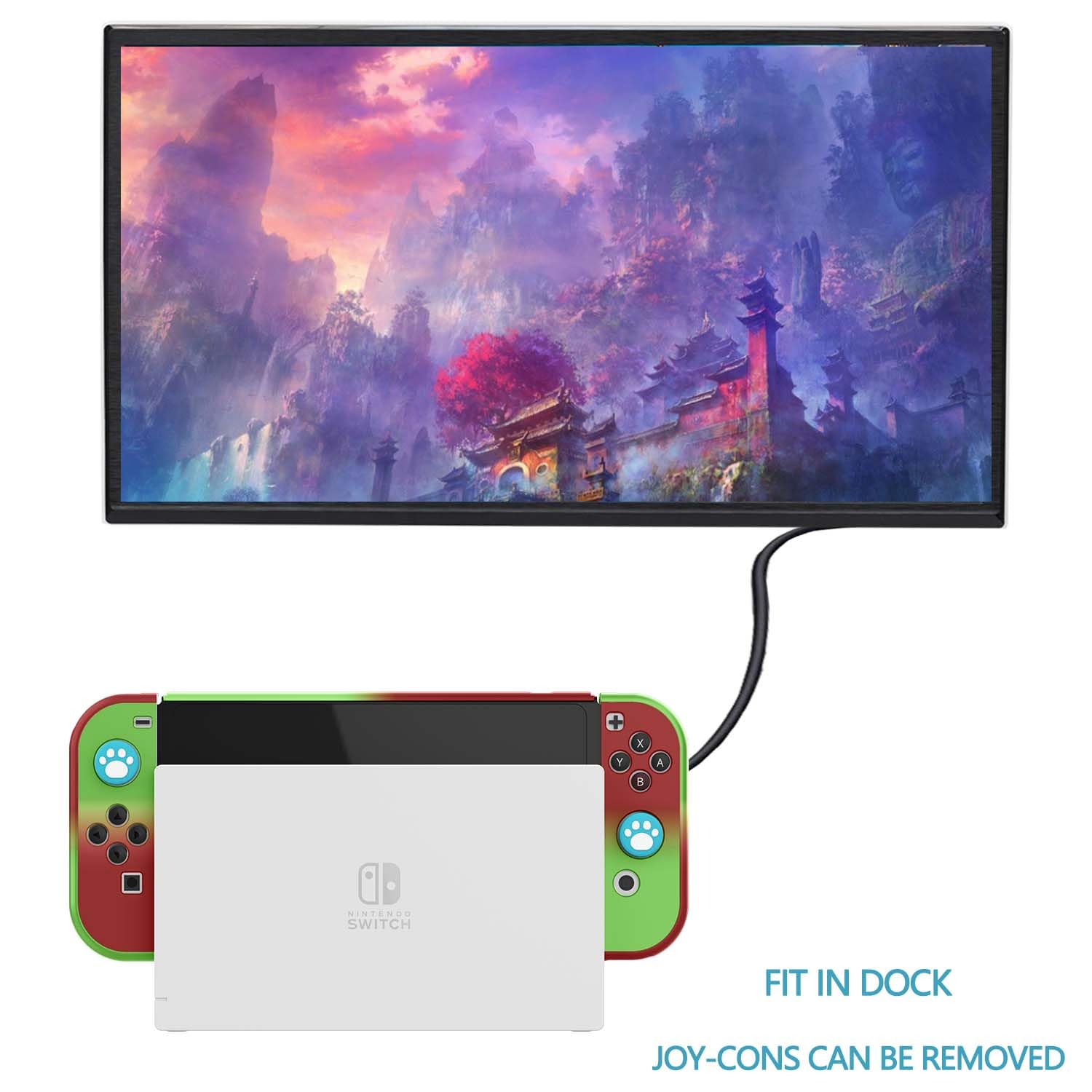 COMCOOL Funda acoplable para Nintendo Switch OLED, protección contra caídas de grado militar de 9 pies, con protector de pantalla de vidrio templado, bonita funda protectora Kawaii para Nintendo
