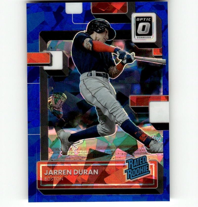 2022 Donruss Optic Cracked Ice Blue #40 Jarren Duran Rated Rookie RC 5/7 Boston Red Sox Baseball Trading Card