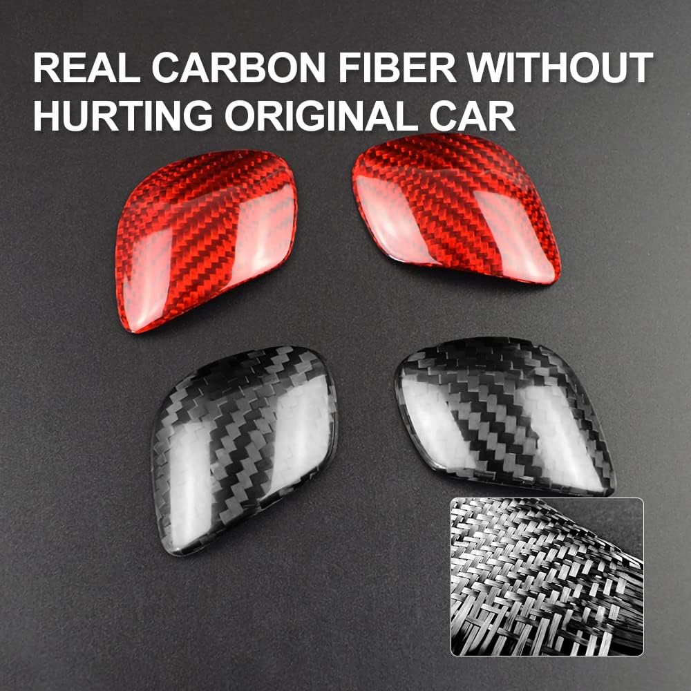 AIRSPEED Car Gear Shift Knob Cover Gear Shift Head Sticker Carbon Fiber Decorative Interior Trim for VW Volkswagen Polo Golf 4 6 7 Jetta Passat B6 B5 B7 B8 CC Touareg Tiguan Beetle (Red)