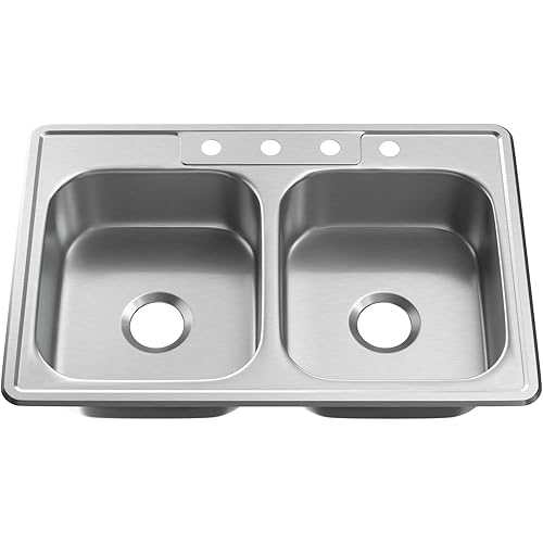PROFLO PFSR332284A Bealeton 33" Drop In Double Basin Stainless Steel Kitchen Sink - Stainless Steel