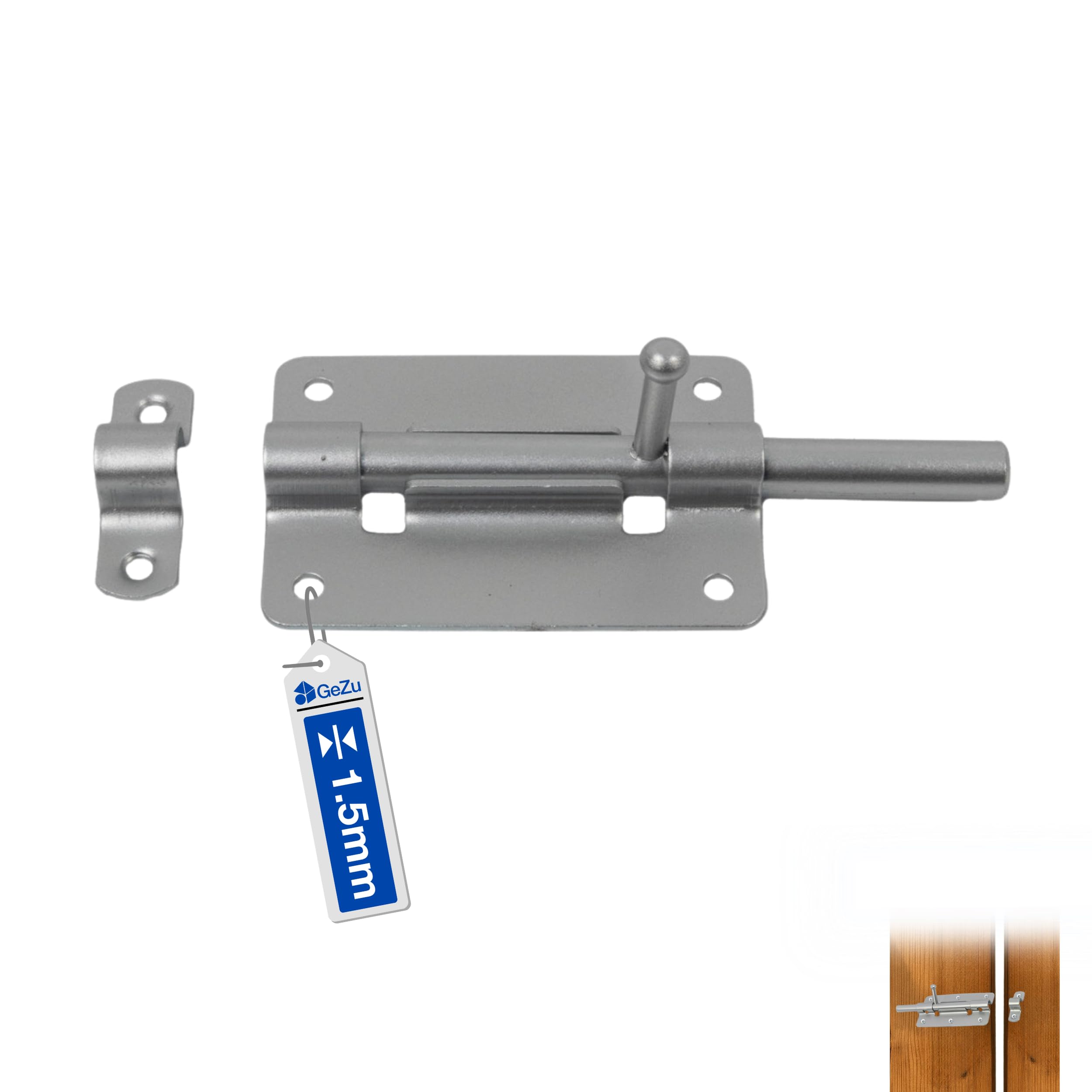 GeZu Impex Flat Bolt 80 x 55 mm Door Bolt Galvanized Sliding Bolt, deadbolt Lock