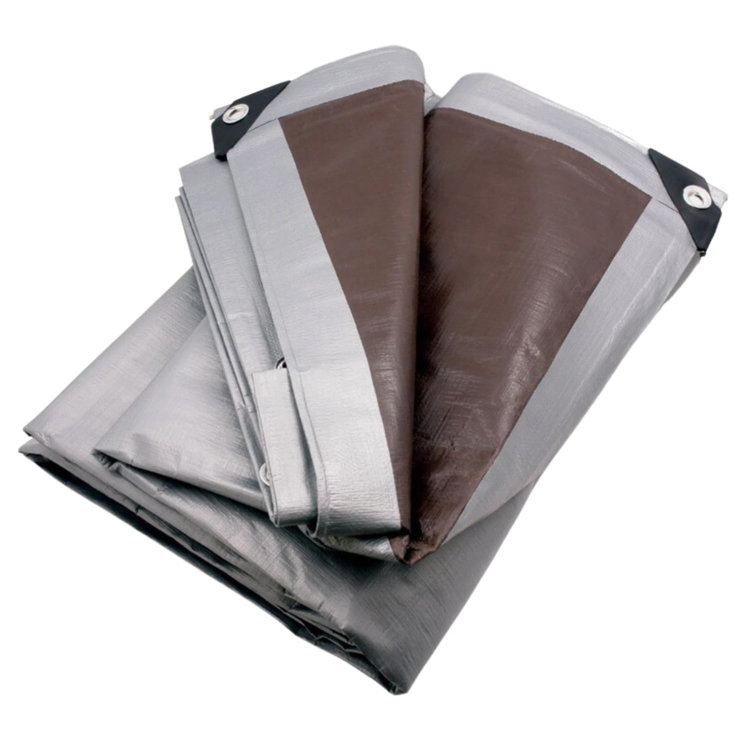 Tarpaulin Regular And Heavy Duty Waterproof Cover Tarp Ground Sheet Multi Sizes Transparent Blue Silver Clear Camo Army (Brown/silver (210GSM), 4 x 8 m)