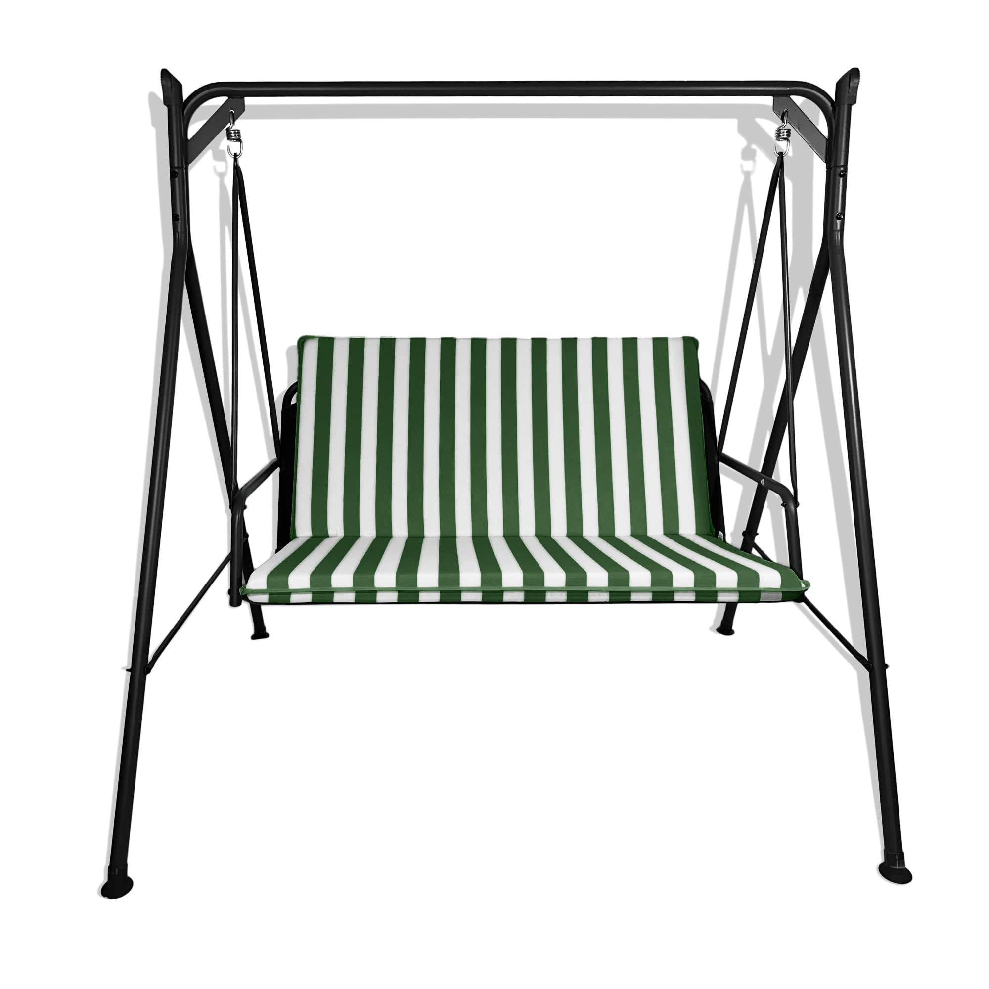 Il Tuo Artigiano Design Cuscino fasciato per dondolo da giardino 2, 3 e 4 posti spessore 8 cm (3 posti, 140x50 cm, Bianco e Verde)