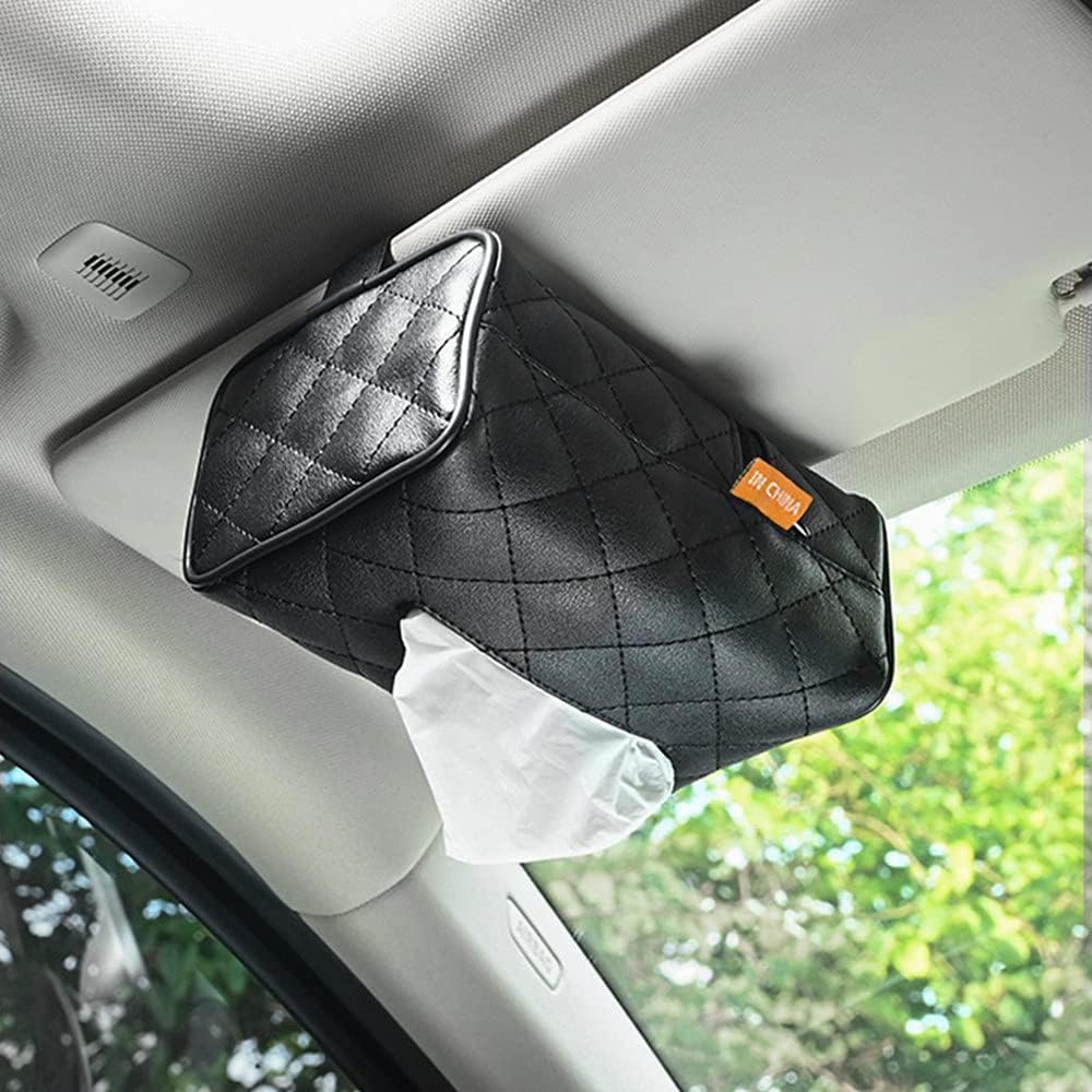 SCIENISH Car Leather Tissue Holder for Car Back Seat Headrest Hanging
