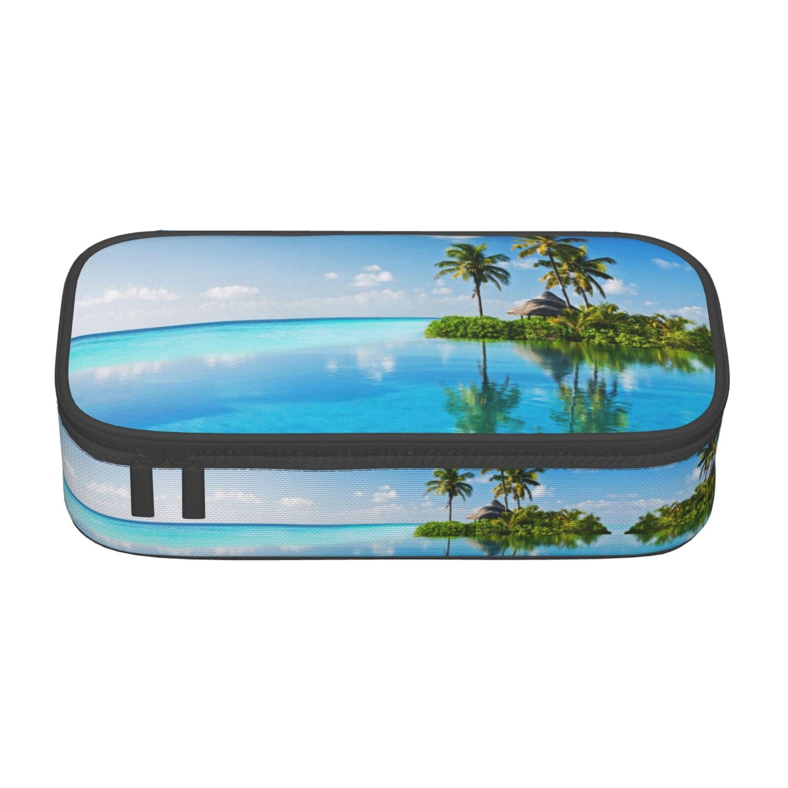 Faduni Beautiful Island in The Sea Large Capacity Pencil Case Pouch Holder Pen Case School Supplies Gift for Middle High School Students Girl Boy Adult Teen