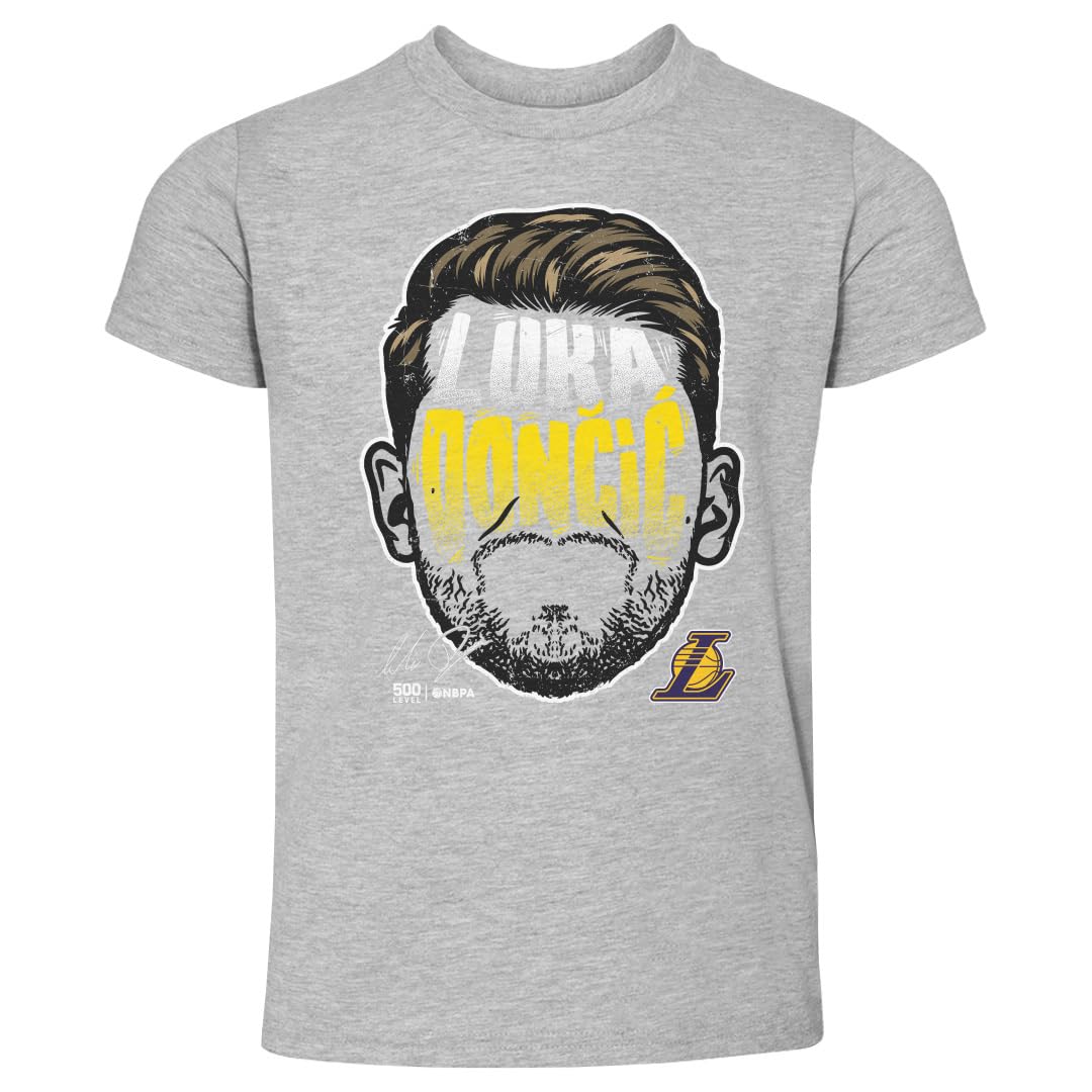 500 LEVEL Luka Doncic Los Angeles Lakers Toddler Shirt - Luka Doncic Los Angeles Lakers Player Silhouette WHT (Heather Gray, 4T)