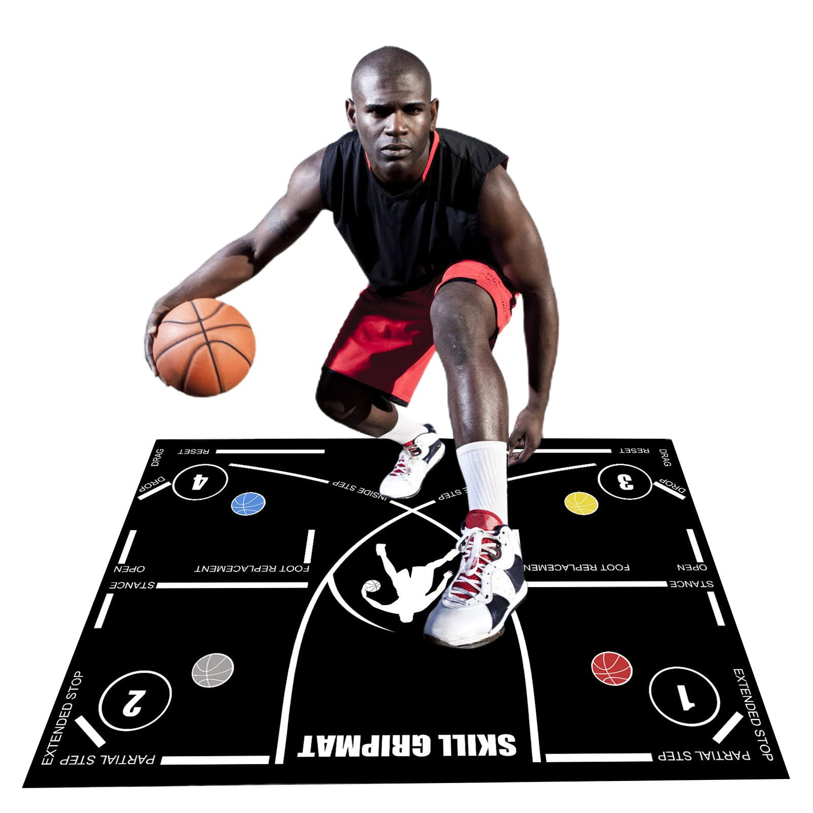Tappetino Per Allenamento Agilità Basket – 120x86 Cm, Antiscivolo, Silenzioso, Portatile Con Cinturino, Per Velocità E Coordinazione