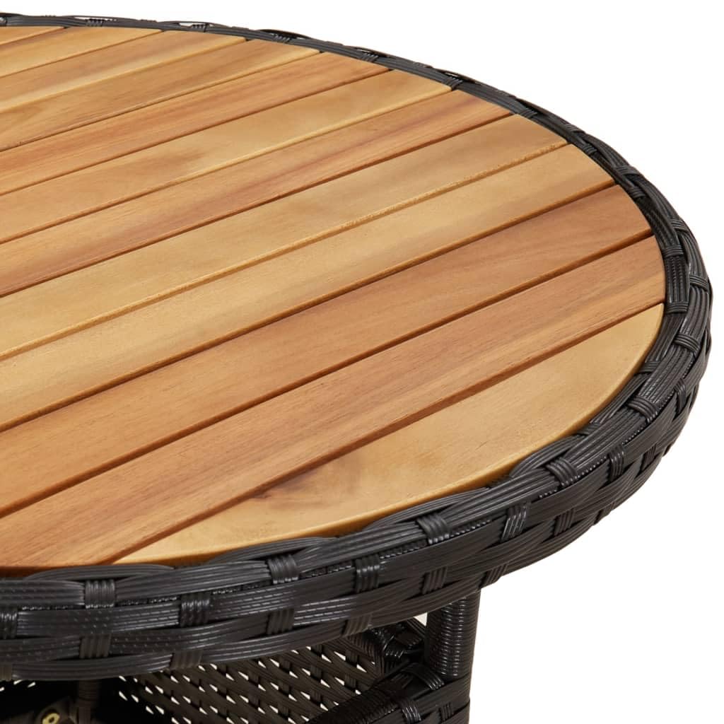 Fengshui Set da giardino da 3 pezzi, in polyrattan nero, con cuscino | Telaio in acciaio verniciato a polvere, resistente alle intemperie, facile da pulire, 110 kg per sedile