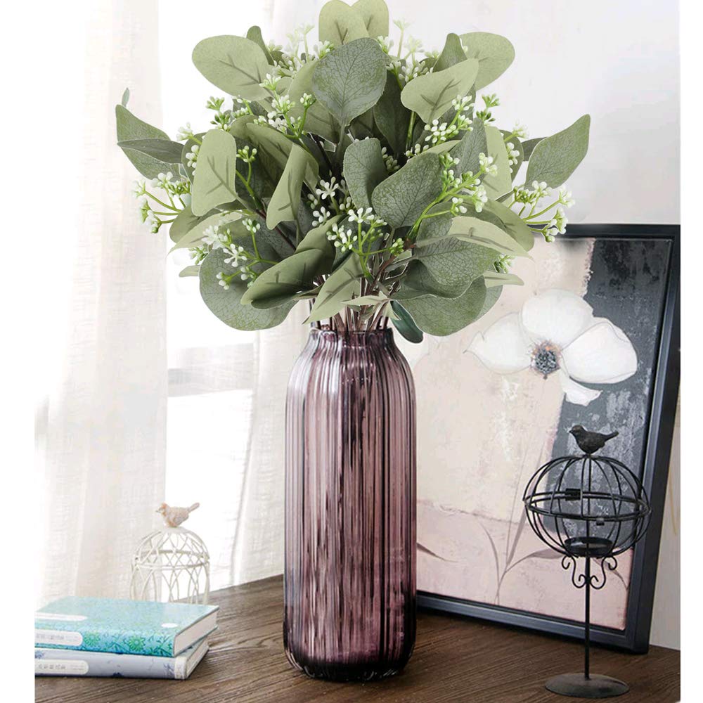 Composizione artificiale con peonie, eucalipto, gypsophila, aester con vaso color marrone. - Show Garden Arezzo