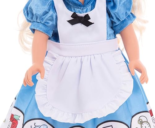 Miniatura 4 de Little Adventures Vestido de princesa Alice con diadema, lavable a máquina, ropa de fiesta y juego de simulación para niños, sin purpurina, muñeca