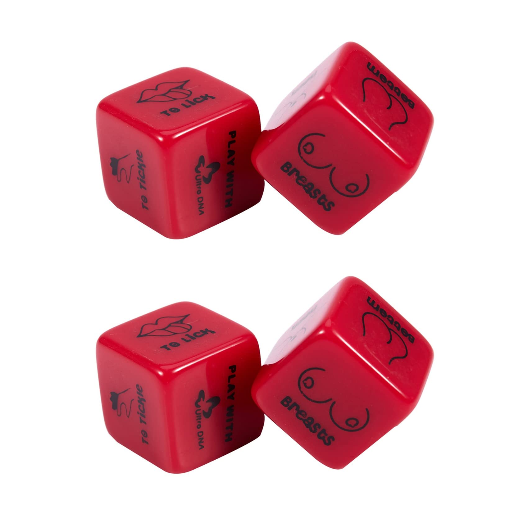 Viupolsor 4 Unids de Dados de 18 MM Rojo AcríLico Party Sex Gambling Dados EróTicos Pareja Novedad Amor Divertido Castigo de Mesa