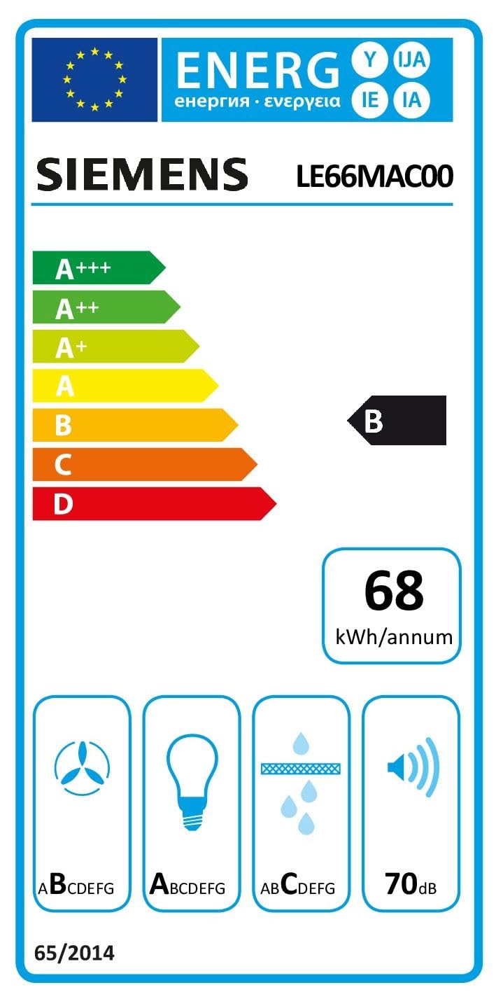 Siemens iQ100 LE66MAC00 Dunstabzugshaube 60 cm LED-Beleuchtung Metall-Fettfilter Silber