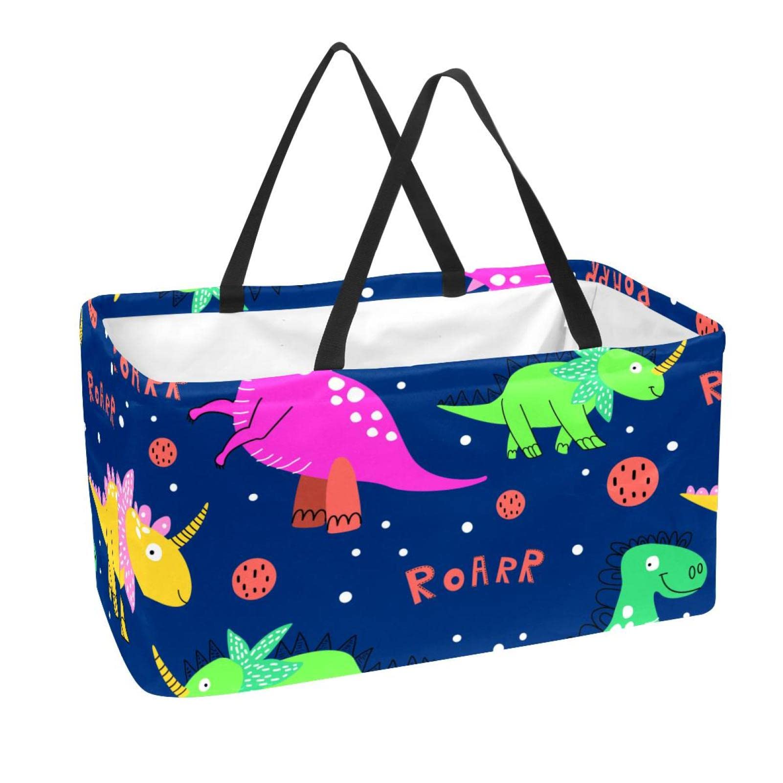 Reusable Shopping Basket Colored Dinosaur Portable Folding Picnic Grocery Bags Laundry Basket Shopping Tote Bag