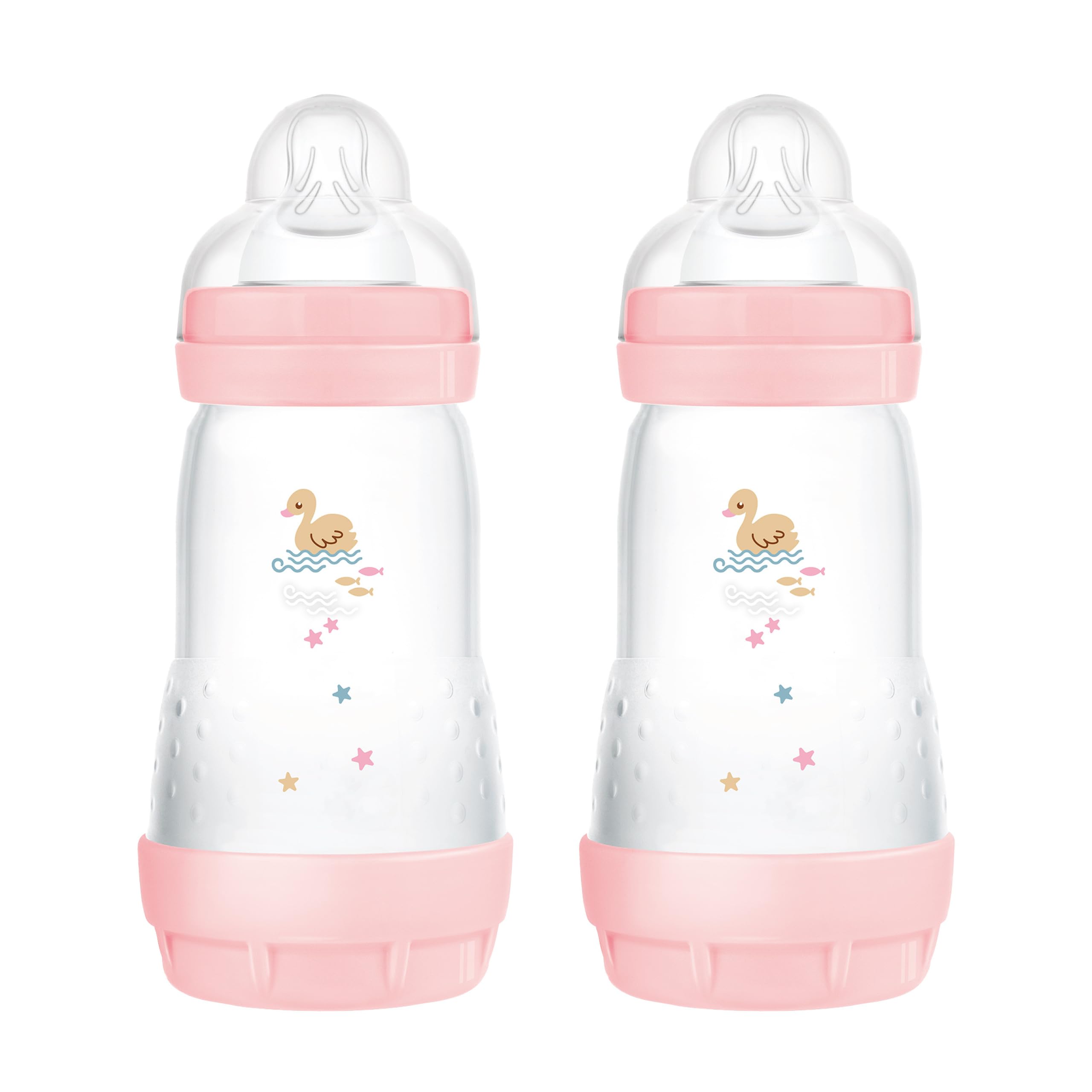 MAM Easy Start Babyflasche, 260 ml (2er-Set), Kit mit 2 Anti-Kolik-Flaschen für gemischtes Stillen, reduziert Luftblasen und das Risiko von Koliken, Babyzubehör 2+ Monate mit Sauger Größe 2, Lila
