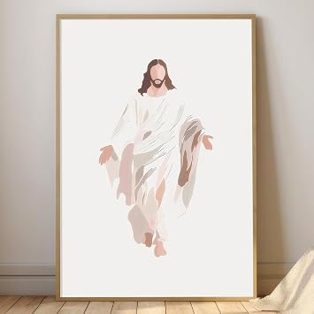 Mastraxin Bible Scripture Wall Art Jesus Embrace Painting God Wall Poster Minimalist Boho Christian Wall Art Abstract Jesus Artwork God Portrait Painting Boho Christian Picture Wall Decor Unframed
