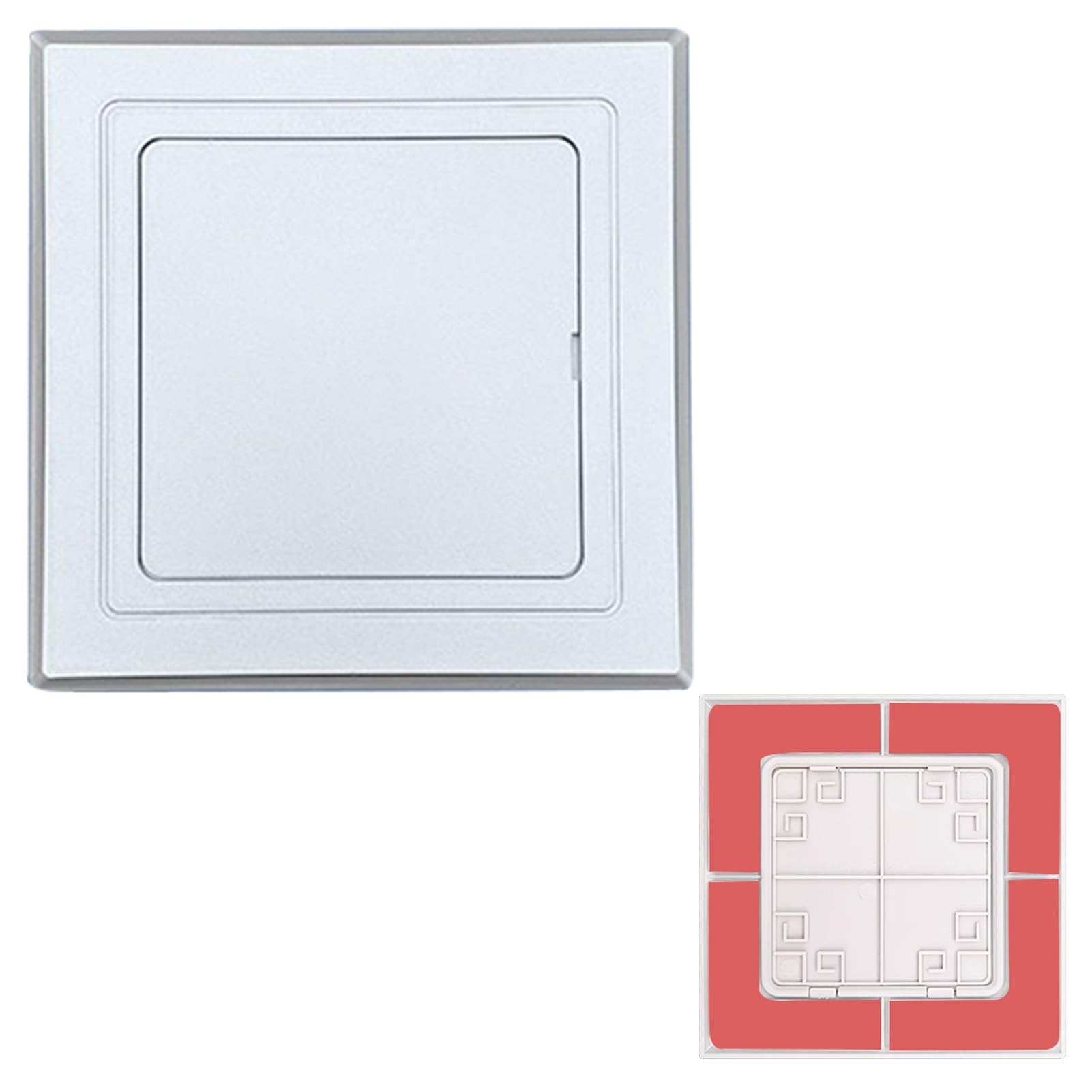 Cache-trou mural de 150x200 mm en plastique argenté pour gaine technique et tuyauterie