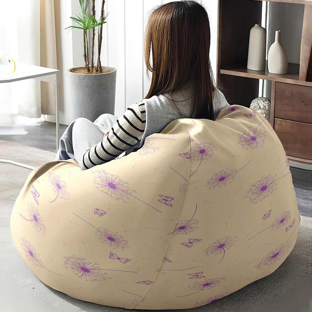 Treer Unicorno Fodera per Pouf a Sacco per Adulti Bambini, Stampato Copertura per Poltrona Sacco, Senza Imbottitura, Cerniera Pouf a Forma di Pera Bean Bag Cover (70x80cm,Unicorno Rosa