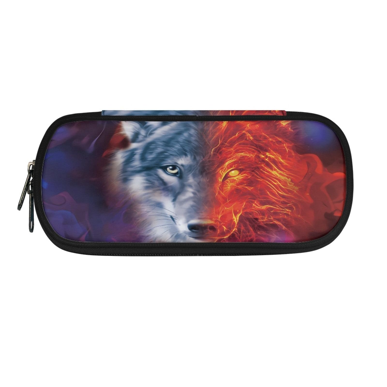 Howilath Fire Wolf Print Pencil Case Big Capacity Pencil Case for Boys Girls Kids School Supplies Stationery Organizer Pencil Box