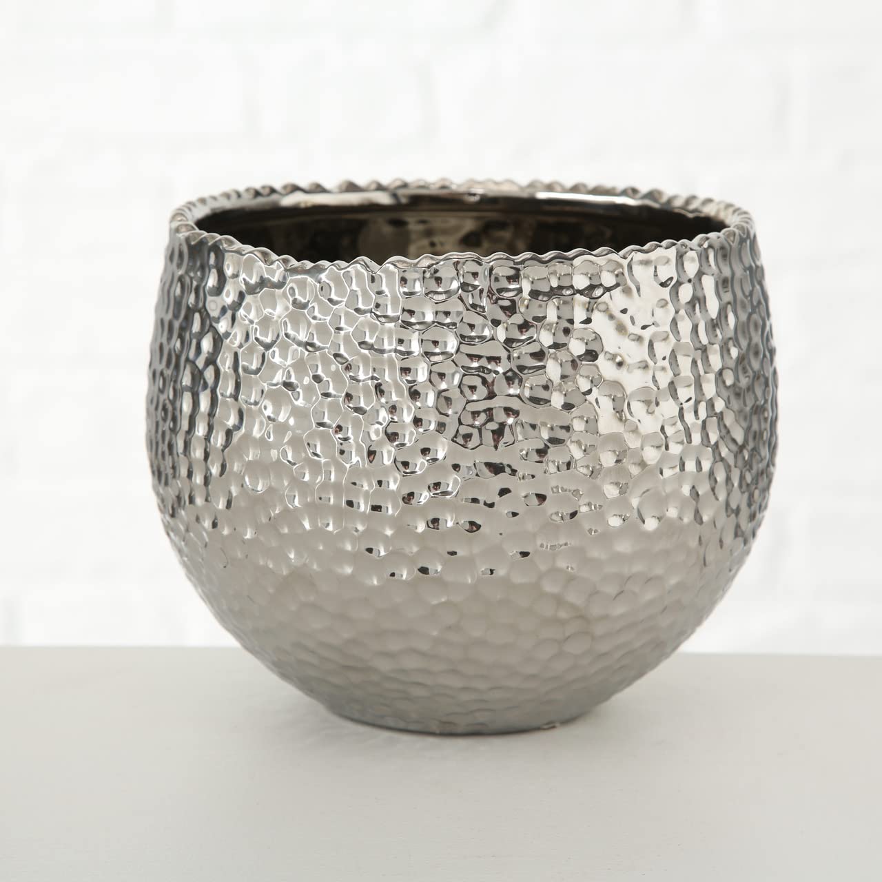 Boltze Pflanztopf Lajos 3-teilig (Blumentopf-Set, edles Design, ø 24 cm/ 13 cm/ 17 cm, Übertopf für Zimmerpflanzen) 5339700, Silber