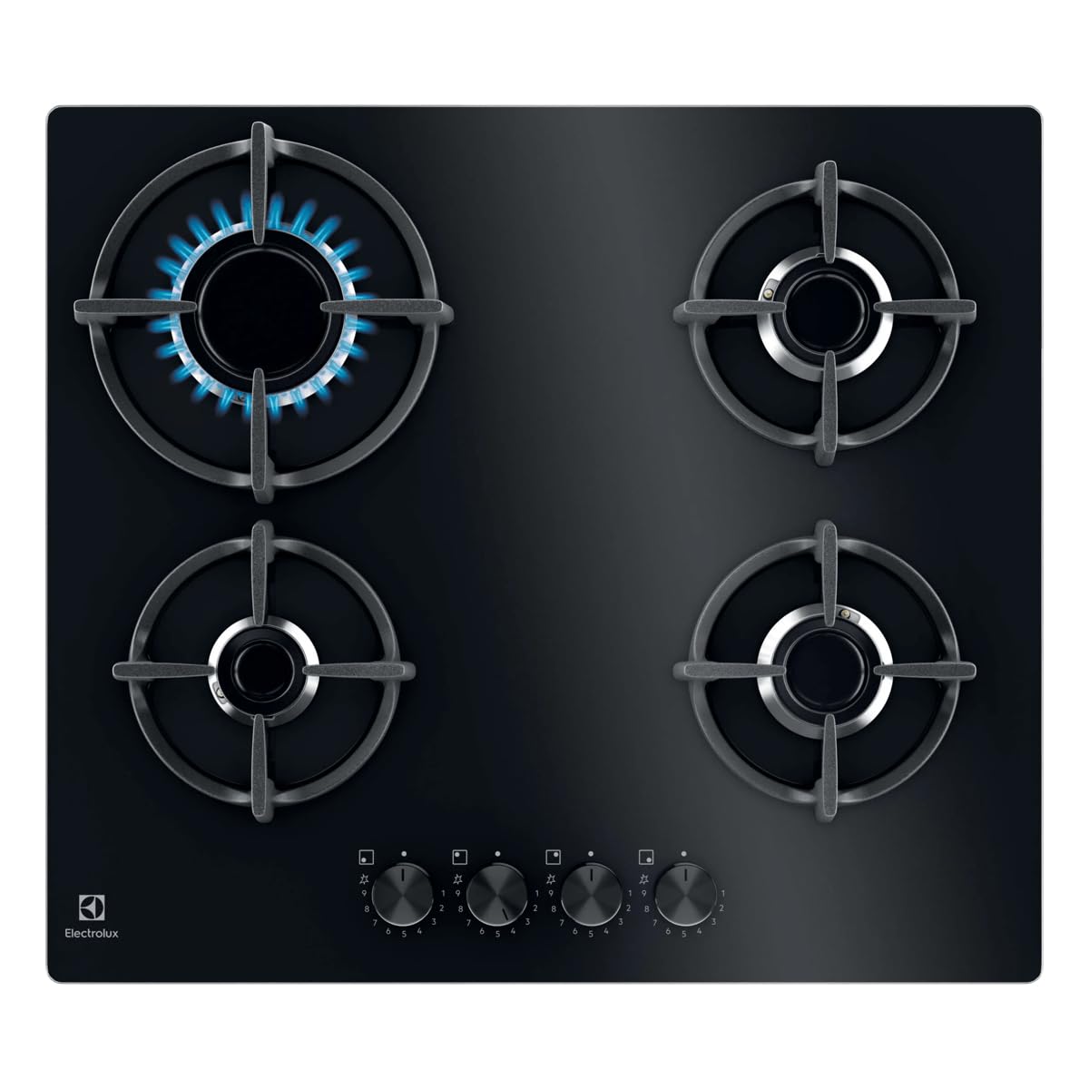 Electrolux EGG64272K - Placa de cocción a gas, 60 cm, 4 fuegos, parrillas